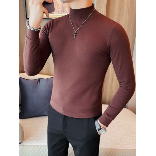 男士中領長袖彈力打底衫韓版修身純色春秋季百搭款半高領T恤潮流 男士中領長袖彈力打底衫韓版修身純色春秋季百搭款半高領T恤潮流