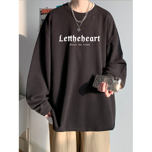 純棉打底衫男生長袖t恤春秋重磅衛衣2025新款白色青少年寬松內搭