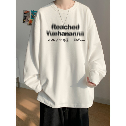 純棉打底衫男生長袖t恤春秋重磅衛衣2025新款白色青少年寬松內搭