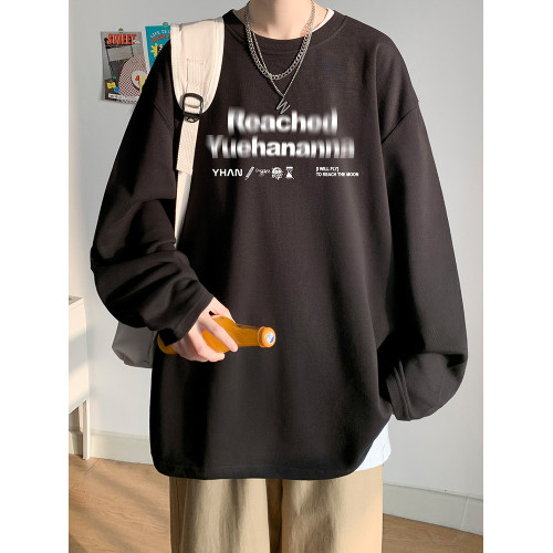 純棉打底衫男生長袖t恤春秋重磅衛衣2025新款白色青少年寬松內搭