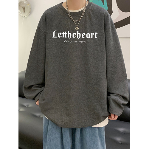 純棉打底衫男生長袖t恤春秋重磅衛衣2025新款白色青少年寬松內搭