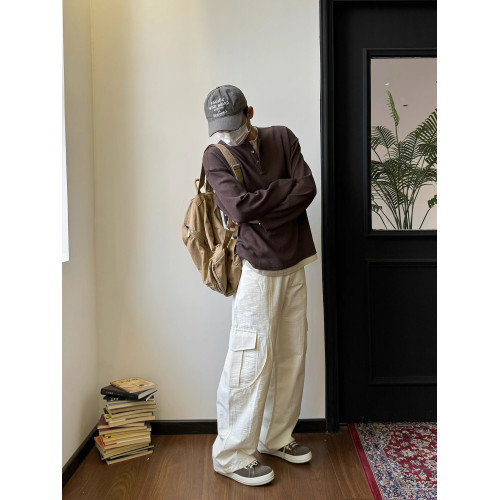 美式復古假兩件慵懶長袖t恤男女春秋oversize冷淡風休閒打底衫潮