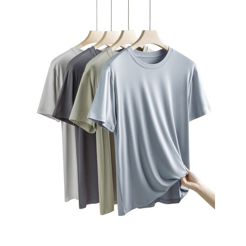 注意面料！60S雙面莫代爾！更親膚！春夏新款男士純色短袖T恤衫男