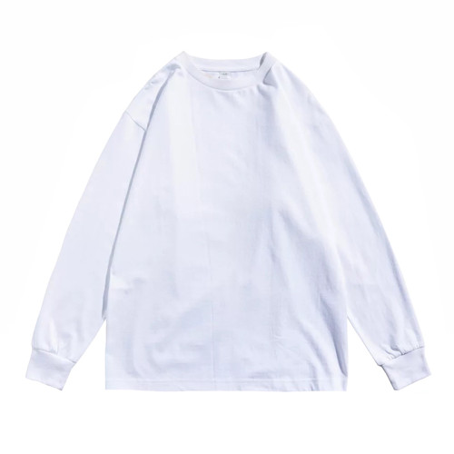 250g重磅純棉t恤男長袖純色內搭體恤寬鬆上衣男士白色打底衫潮ins