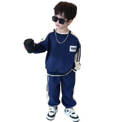 男童拉條休閒運動服套裝男孩長袖洋氣春秋炸街小男生衛衣兩件套