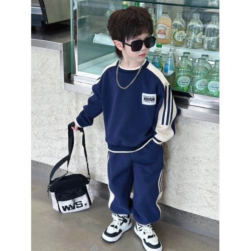 男童拉條休閒運動服套裝男孩長袖洋氣春秋炸街小男生衛衣兩件套 男童拉條休閒運動服套裝男孩長袖洋氣春秋炸街小男生衛衣兩件套