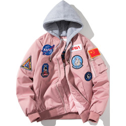 NASA聯名外套女春秋冬季加厚棉衣服刺綉潮牌飛行員夾克情侶棒球服