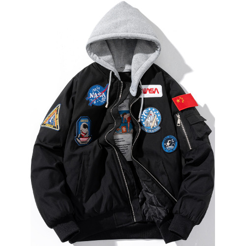 NASA聯名外套女春秋冬季加厚棉衣服刺綉潮牌飛行員夾克情侶棒球服 NASA聯名外套女春秋冬季加厚棉衣服刺綉潮牌飛行員夾克情侶棒球服