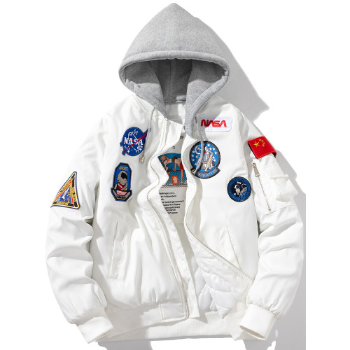 NASA聯名外套女春秋冬季加厚棉衣服刺綉潮牌飛行員夾克情侶棒球服 NASA聯名外套女春秋冬季加厚棉衣服刺綉潮牌飛行員夾克情侶棒球服