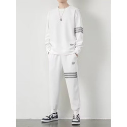 華夫格休閒運動衛衣套裝男士寬松潮牌ins一套搭配九分褲二件裝潮