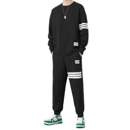 華夫格休閒運動衛衣套裝男士寬松潮牌ins一套搭配九分褲二件裝潮 華夫格休閒運動衛衣套裝男士寬松潮牌ins一套搭配九分褲二件裝潮