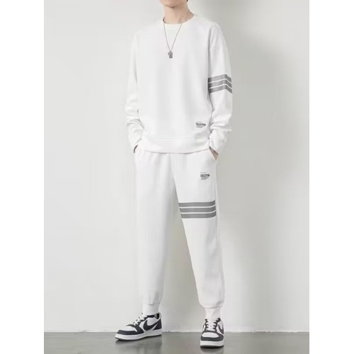 華夫格休閒運動衛衣套裝男士寬松潮牌ins一套搭配九分褲二件裝潮 華夫格休閒運動衛衣套裝男士寬松潮牌ins一套搭配九分褲二件裝潮