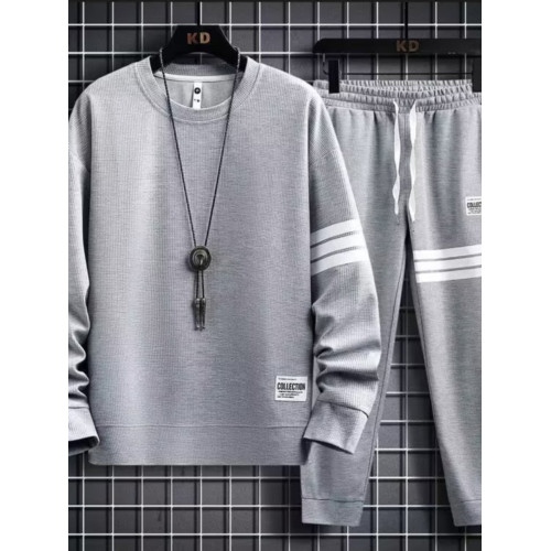 華夫格休閒運動衛衣套裝男士寬松潮牌ins一套搭配九分褲二件裝潮 華夫格休閒運動衛衣套裝男士寬松潮牌ins一套搭配九分褲二件裝潮