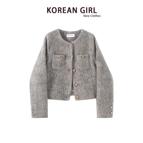 法式灰色小香風毛呢外套女秋冬季2025新款高級感氣質名媛短款上衣 法式灰色小香風毛呢外套女秋冬季2025新款高級感氣質名媛短款上衣