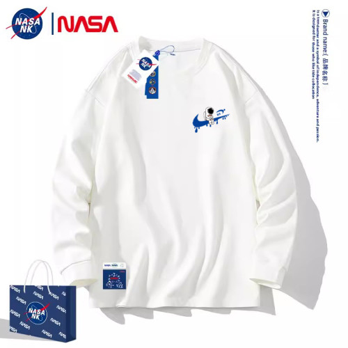 NASA聯名美式t恤衛衣男士潮牌潮流寬松重磅純棉長袖束口打底上衣