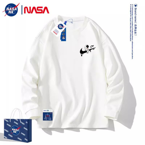 NASA聯名美式t恤衛衣男士潮牌潮流寬松重磅純棉長袖束口打底上衣