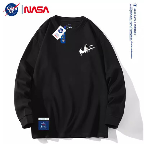 NASA聯名美式t恤衛衣男士潮牌潮流寬松重磅純棉長袖束口打底上衣