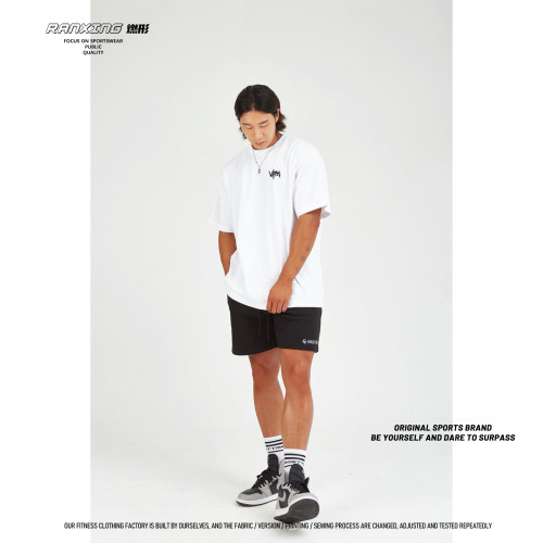 燃形健身寬松短袖VEPMAW重磅純棉簡單擼鐵透氣大碼落肩小領口夏季 燃形健身寬松短袖VEPMAW重磅純棉簡單擼鐵透氣大碼落肩小領口夏季