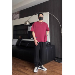 特大碼300斤隱形口袋美式重磅短袖款男女寬松打底三本針設計感T恤