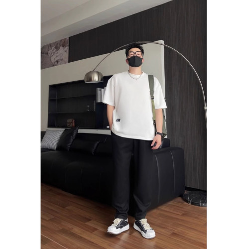 特大碼300斤隱形口袋美式重磅短袖款男女寬松打底三本針設計感T恤