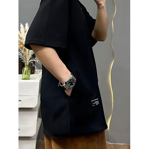 特大碼300斤隱形口袋美式重磅短袖款男女寬松打底三本針設計感T恤