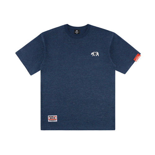 MCREW CA BEAR 加州熊刺綉白色麻灰藍純棉印花圓領短袖T恤