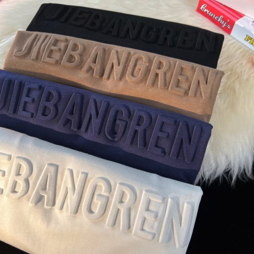 重磅美式復古短袖t恤男純棉潮牌寬松休閒百搭情侶鋼印圓領體恤衫