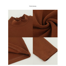 DAZO 半高領打底衫男純色長袖T恤寬鬆百搭春秋季簡約內搭上衣潮