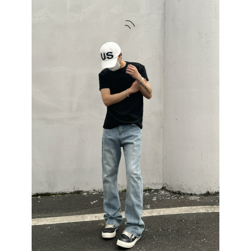 美式cleanfit 夏季純色打底基礎款正肩T恤男女收袖口短袖修身半袖