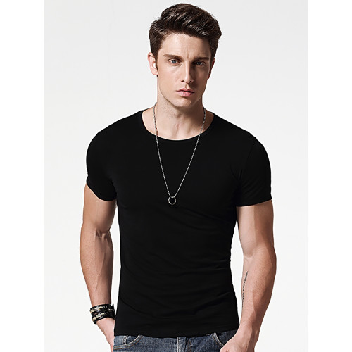 2件純棉短袖t恤男緊身圓領純色修身打底衫黑白彈力簡約半袖上衣 2件純棉短袖t恤男緊身圓領純色修身打底衫黑白彈力簡約半袖上衣