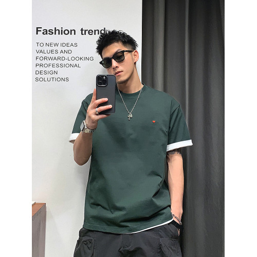 徐太浪美式愛心刺綉純色短袖t恤男夏季簡約百搭潮流休閒半袖體恤 徐太浪美式愛心刺綉純色短袖t恤男夏季簡約百搭潮流休閒半袖體恤