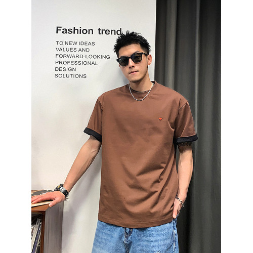 徐太浪美式愛心刺綉純色短袖t恤男夏季簡約百搭潮流休閒半袖體恤 徐太浪美式愛心刺綉純色短袖t恤男夏季簡約百搭潮流休閒半袖體恤