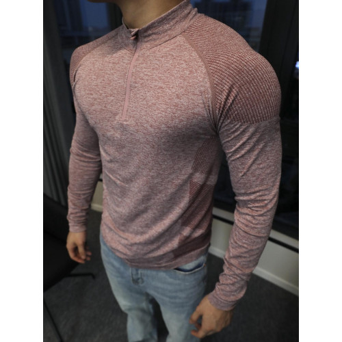 GTAL美式無縫提花拉鍊長袖訓練健身戶外顯壯上衣運動速乾修身T恤