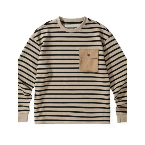 日系復古潮牌條紋長袖T恤男士春秋季新款潮牌寬松大碼圓領打底衫 日系復古潮牌條紋長袖T恤男士春秋季新款潮牌寬松大碼圓領打底衫