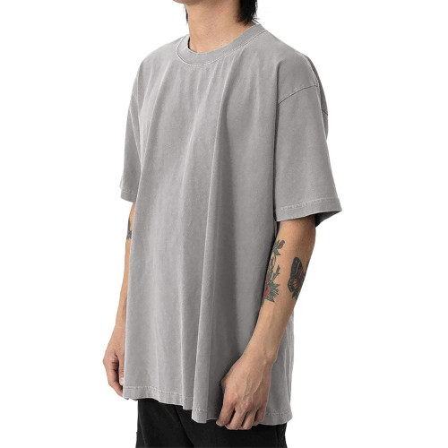 Califans夏重磅260g美式小領口復古寬松洗水做舊打底短袖男潮INS