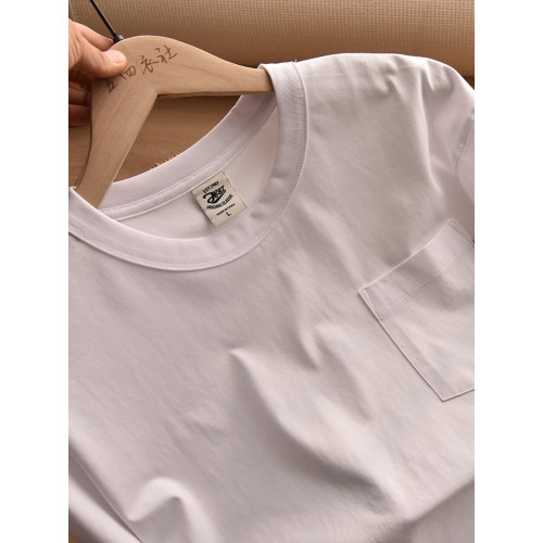 美式重磅250g基礎款高支純棉短袖T恤男純色圓領微濶肩寬松白色T