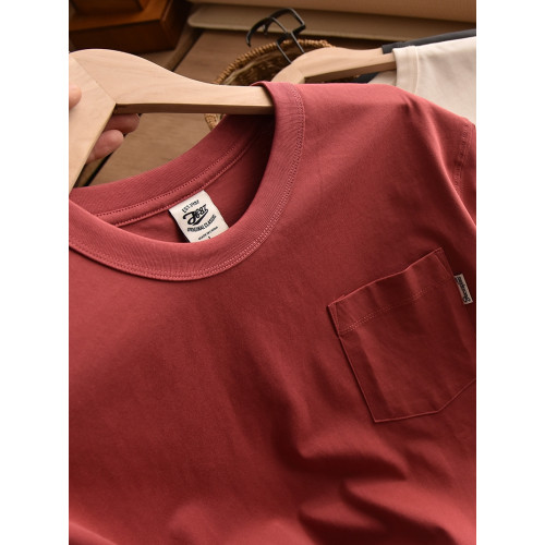 美式重磅250g基礎款高支純棉短袖T恤男純色圓領微濶肩寬松白色T