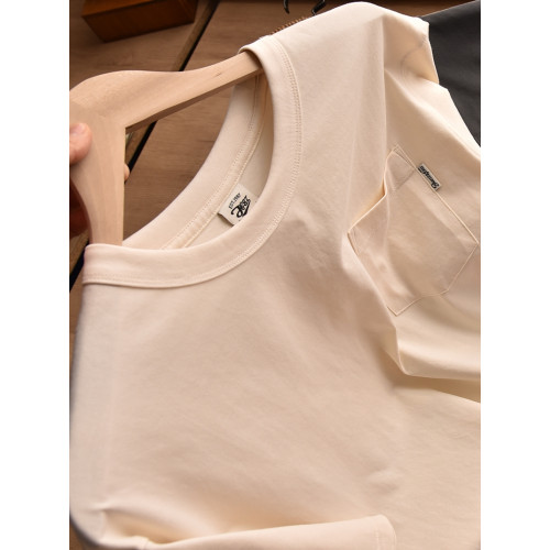 美式重磅250g基礎款高支純棉短袖T恤男純色圓領微濶肩寬松白色T