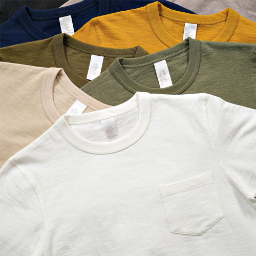 210g 竹節棉日系美式復古老織機基礎款口袋圓領短袖T恤阿美哢嘰男 210g 竹節棉日系美式復古老織機基礎款口袋圓領短袖T恤阿美哢嘰男