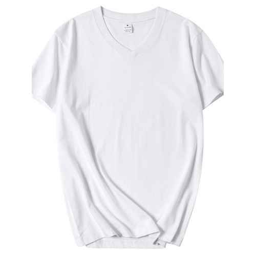 新疆長絨棉夏季純棉V領短袖T恤衫寬松春秋內搭打底衫雞心領男士女