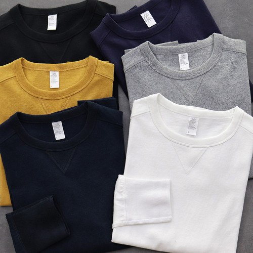 阿美哢嘰修身長袖T恤男280g美式復古休閒重磅打底衫厚實純棉TEE