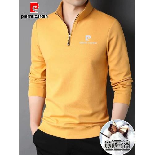 皮爾卡丹絲光棉立領衛衣男士春秋潮流休閒半拉鍊長袖T恤衫上衣男
