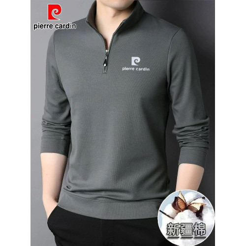 皮爾卡丹絲光棉立領衛衣男士春秋潮流休閒半拉鍊長袖T恤衫上衣男