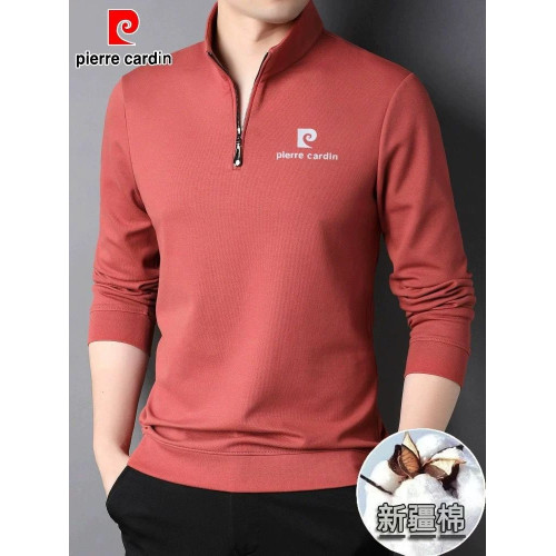 皮爾卡丹絲光棉立領衛衣男士春秋潮流休閒半拉鍊長袖T恤衫上衣男