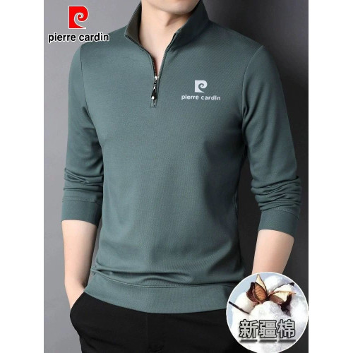 皮爾卡丹絲光棉立領衛衣男士春秋潮流休閒半拉鍊長袖T恤衫上衣男