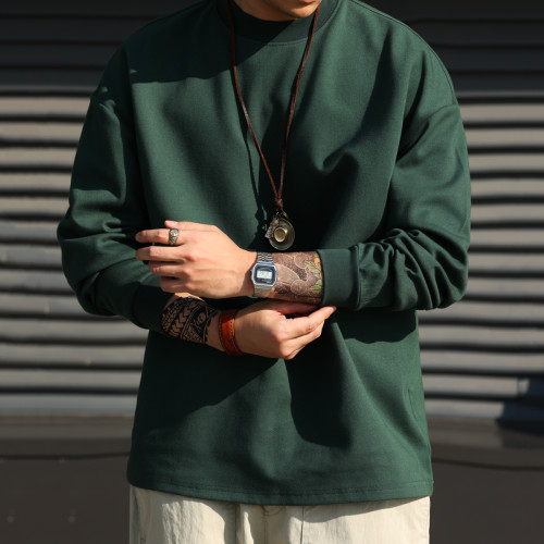 BGYO鹿起 美式寬松小領口長袖T恤男300g重磅白色休閒內搭打底衛衣 BGYO鹿起 美式寬松小領口長袖T恤男300g重磅白色休閒內搭打底衛衣