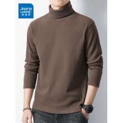 真維斯德絨高領長袖T恤男士秋季內搭打底衫純色百搭體恤衣服男款