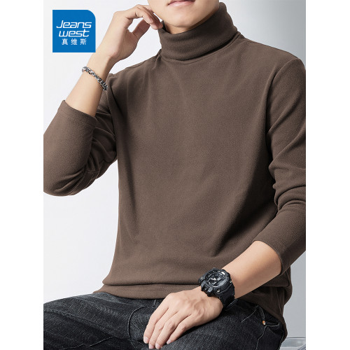 真維斯德絨高領長袖T恤男士秋季內搭打底衫純色百搭體恤衣服男款