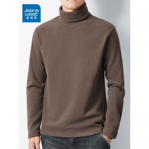 真維斯德絨高領長袖T恤男士秋季內搭打底衫純色百搭體恤衣服男款