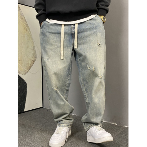 特大碼300斤胖子美式痞帥水洗復古破洞牛仔褲男夏季直筒寬松褲子 特大碼300斤胖子美式痞帥水洗復古破洞牛仔褲男夏季直筒寬松褲子